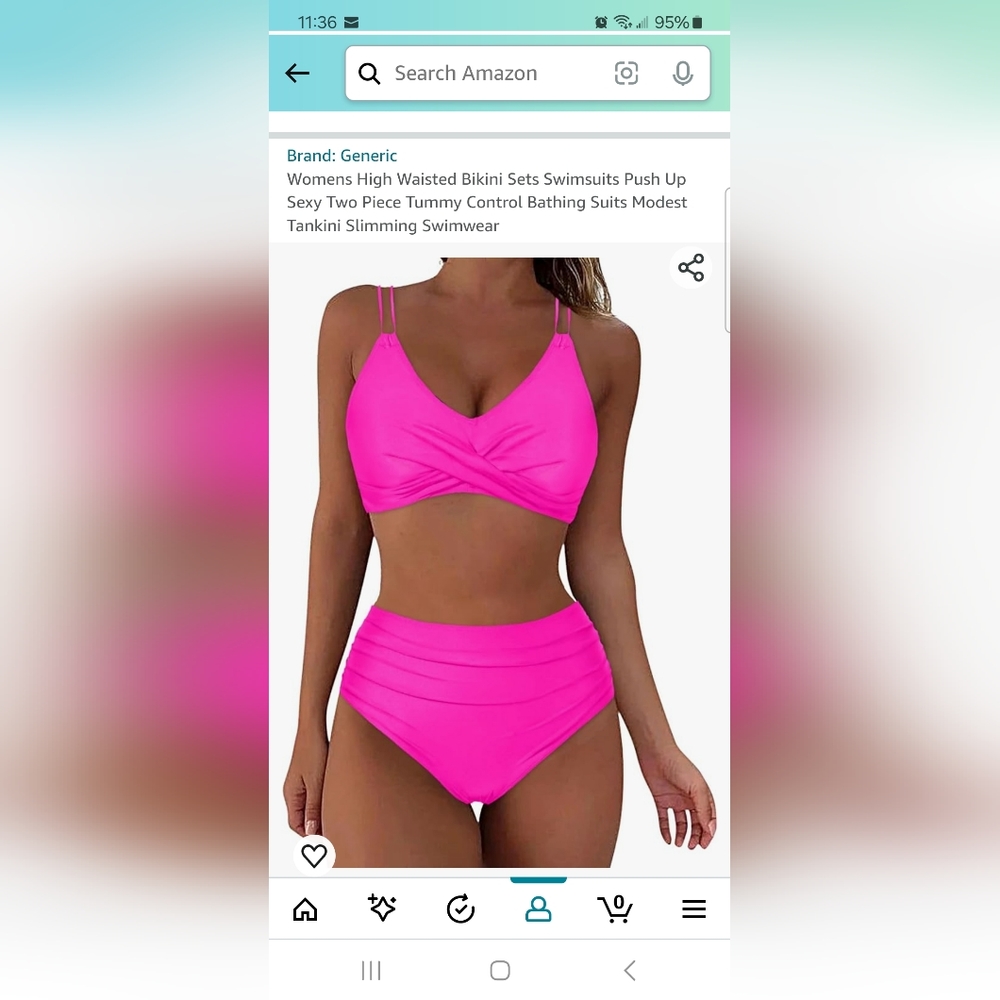 High Waisted Bikini Pink Women's Swimsuit  Size XXL